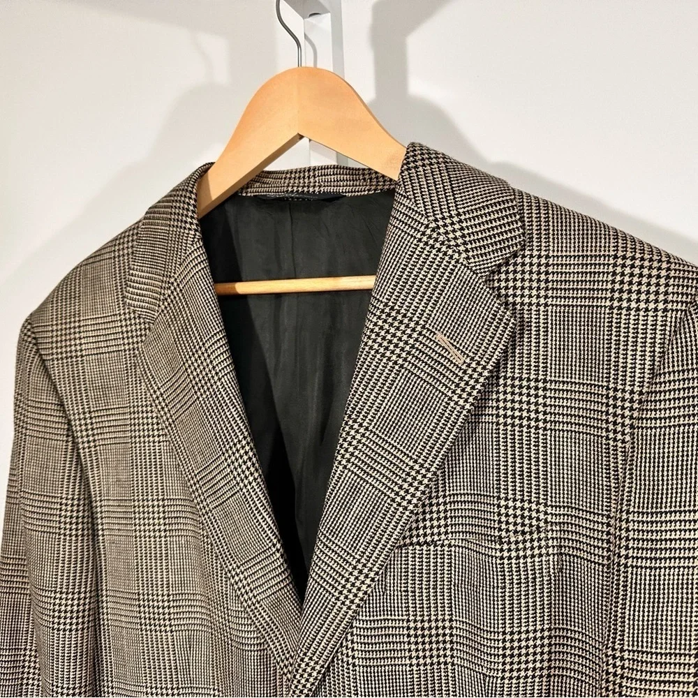 Italy Polo by Ralph Lauren Glen Plaid Wool Linen Blazer Quiet Luxury 44R